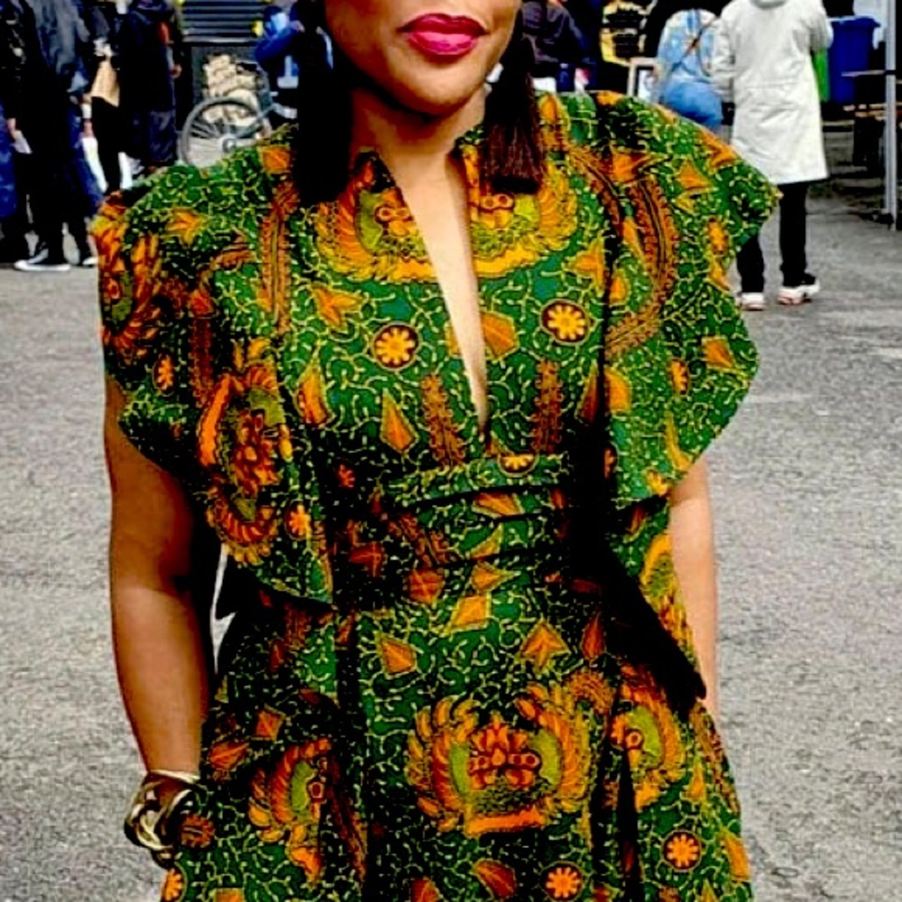 Brand New Ankara Green & Orange Maxi Dress (African). UK Size 14 / US Size 10 - Picture 6 of 6